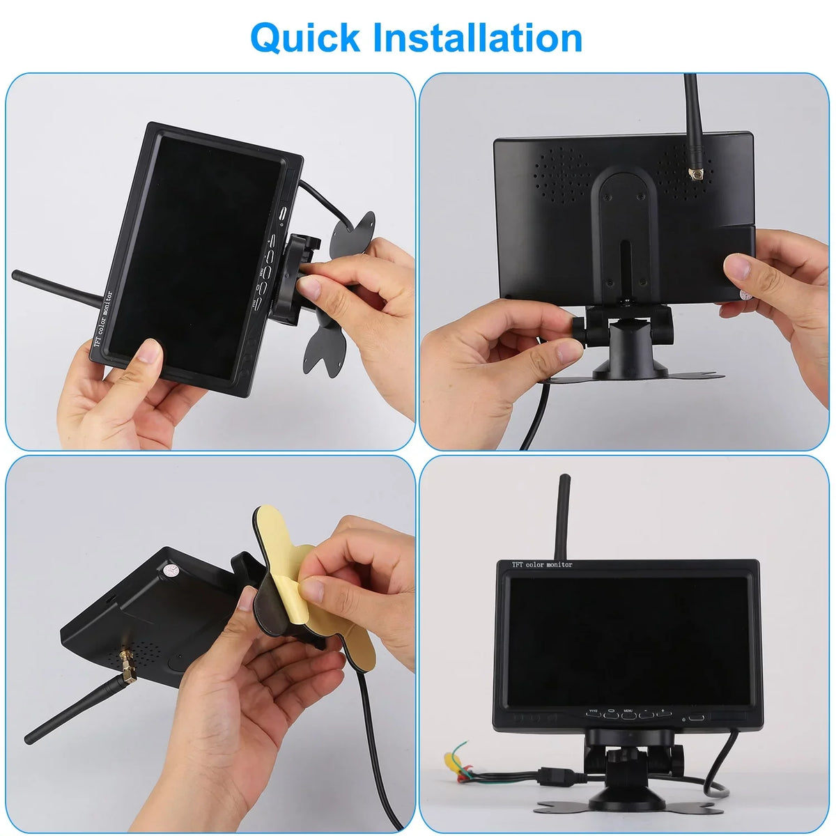 Wireless Backup Camera, Monitor Reverse Camera, Car Rearview Parking Reverse System, IP67 Waterproof Car Parking Reverse System with 7In Screen Night Vision 2.4G Stable Signal for Car Trunk Van SUV