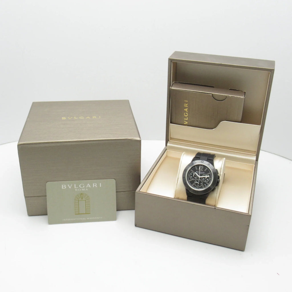 Pre-Owned BVLGARI Diagono Magnesium Chrono Wrist Watch watch Wrist Watch DG42SMCCH Mechanical Automatic Black Rubber belt mag DG42SMCCH (Good)