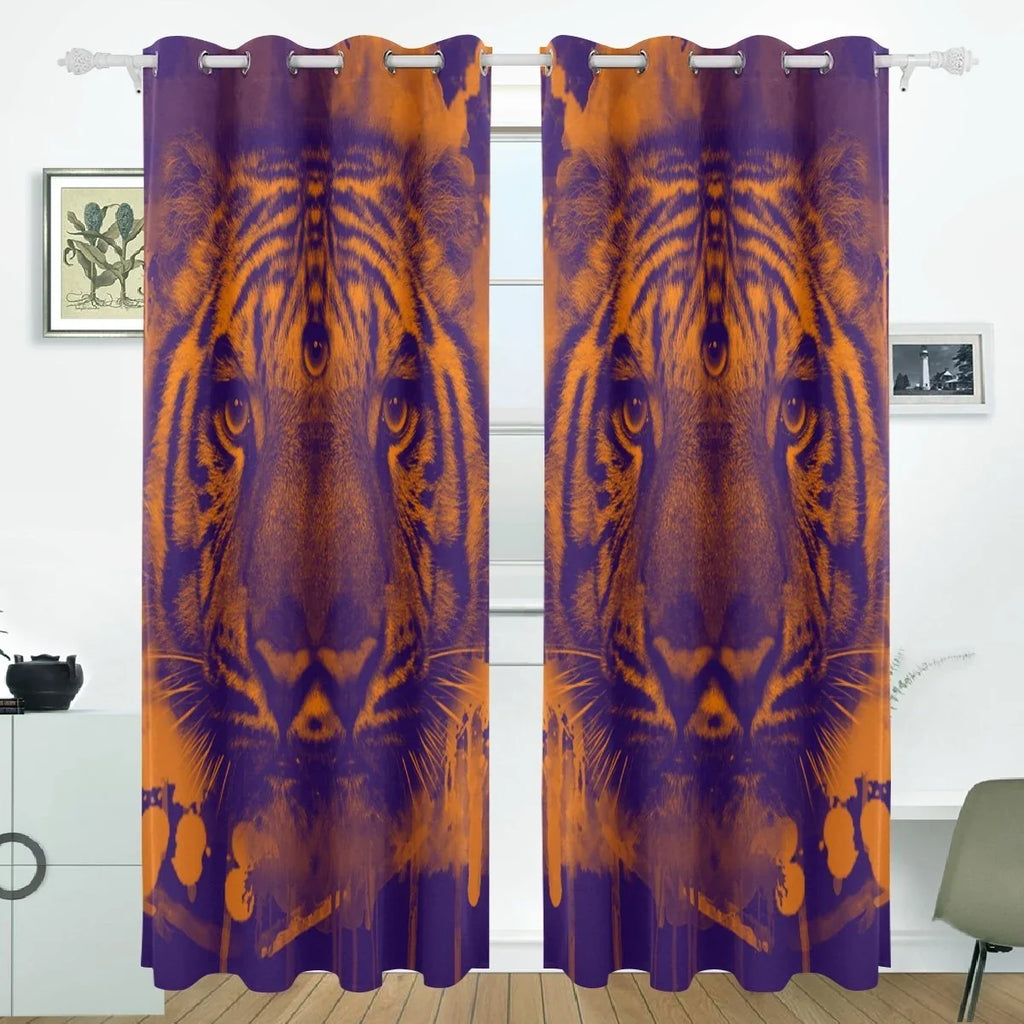 POPCreation Trippy Tiger Window Curtain Blackout Curtains Darkening Thermal Blind Curtain for Bedroom Living Room,2 Panel (52Wx84L Inches)