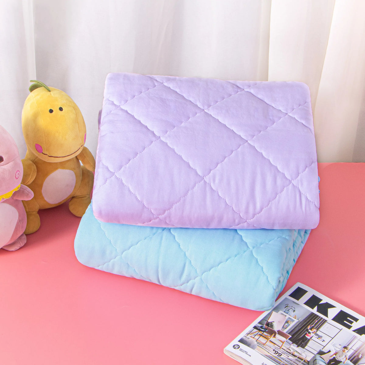 Ntbay Down Alternative Oversized Toddler Comforter, Super Soft and Warm Solid Color Baby Crib Quilted Blanket, 43 x 60 inches, Aqua