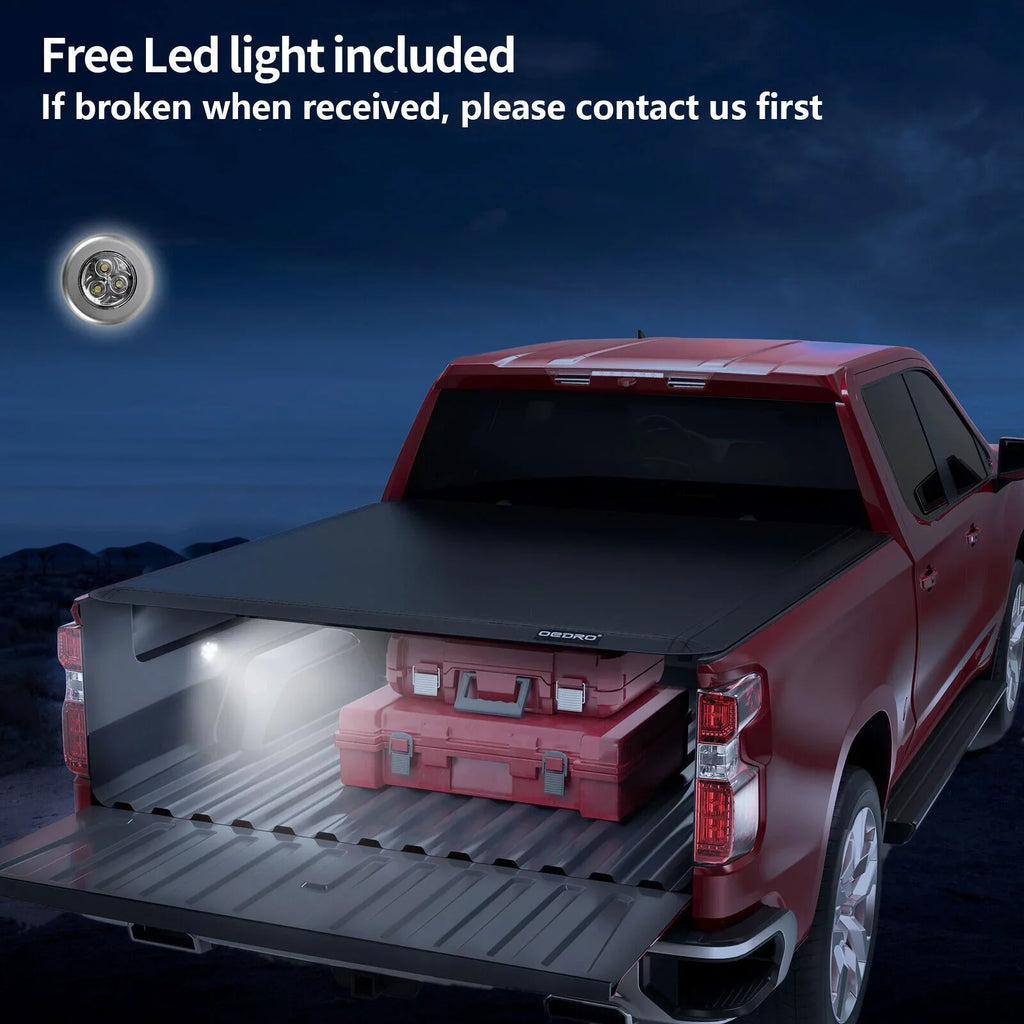 Ledkingdomus 5.5ft Soft 4 Fold Truck Bed Tonneau Wrap for 14-21 Toyota Tundra w/ Deck Rail System