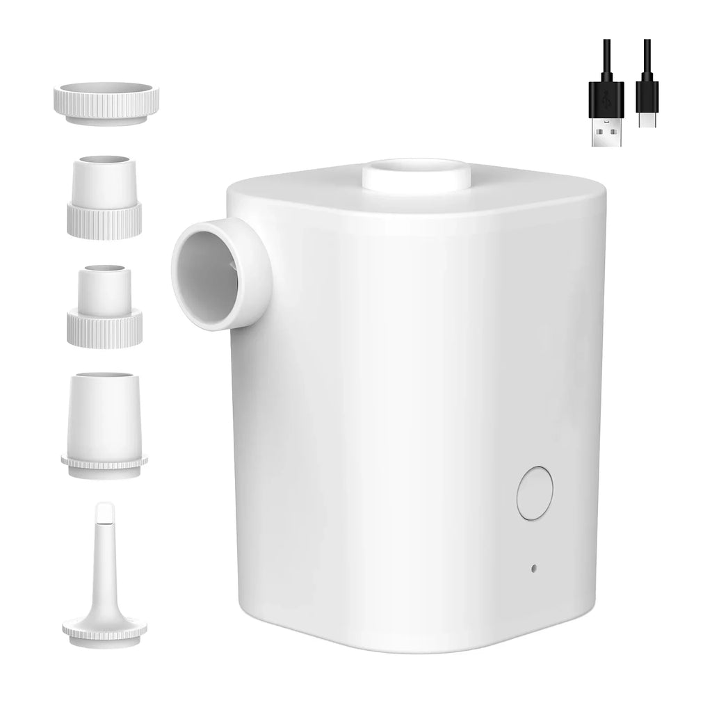 CACAGOO Electric Air Pump with 5 Nozzles USB Quick Air Pump with 2500mAh Battery for Inflator Deflator Pumps Inflatables Air Mattress Air Bed Pool Toy Swimming Ring