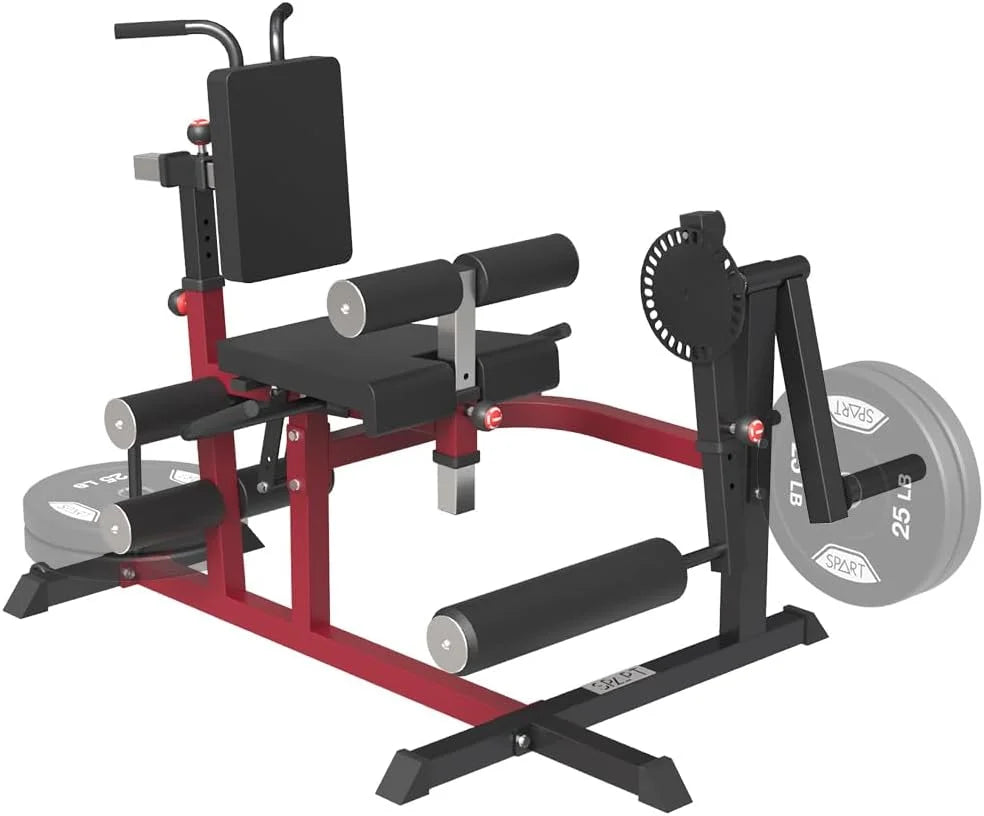 Leg Extension and Leg Curl Machine, Adjustable Lower Body Specialty Machine for Seated/Horizontal/Lying Leg Rotary Extension and Curl, Plate Loaded Leg Exercise Bench for Thigh in Home Gym