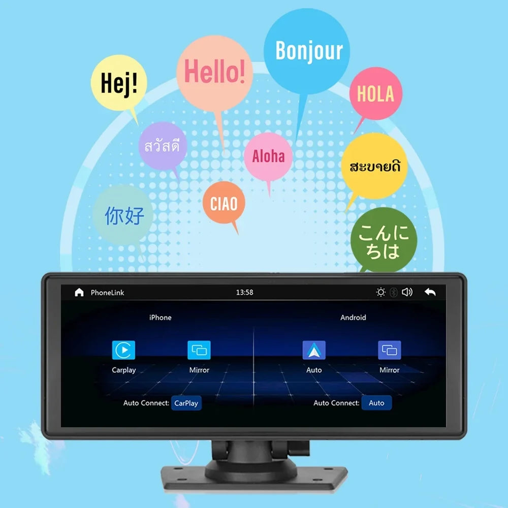 Polarlander 9.3" Wireless Carplay & Android Auto Portable Car Stereo, Front Dash Cam, Backup Camera, Bluetooth Hands-Free Calling, HD IPS Touchscreen,Supports Most Cars