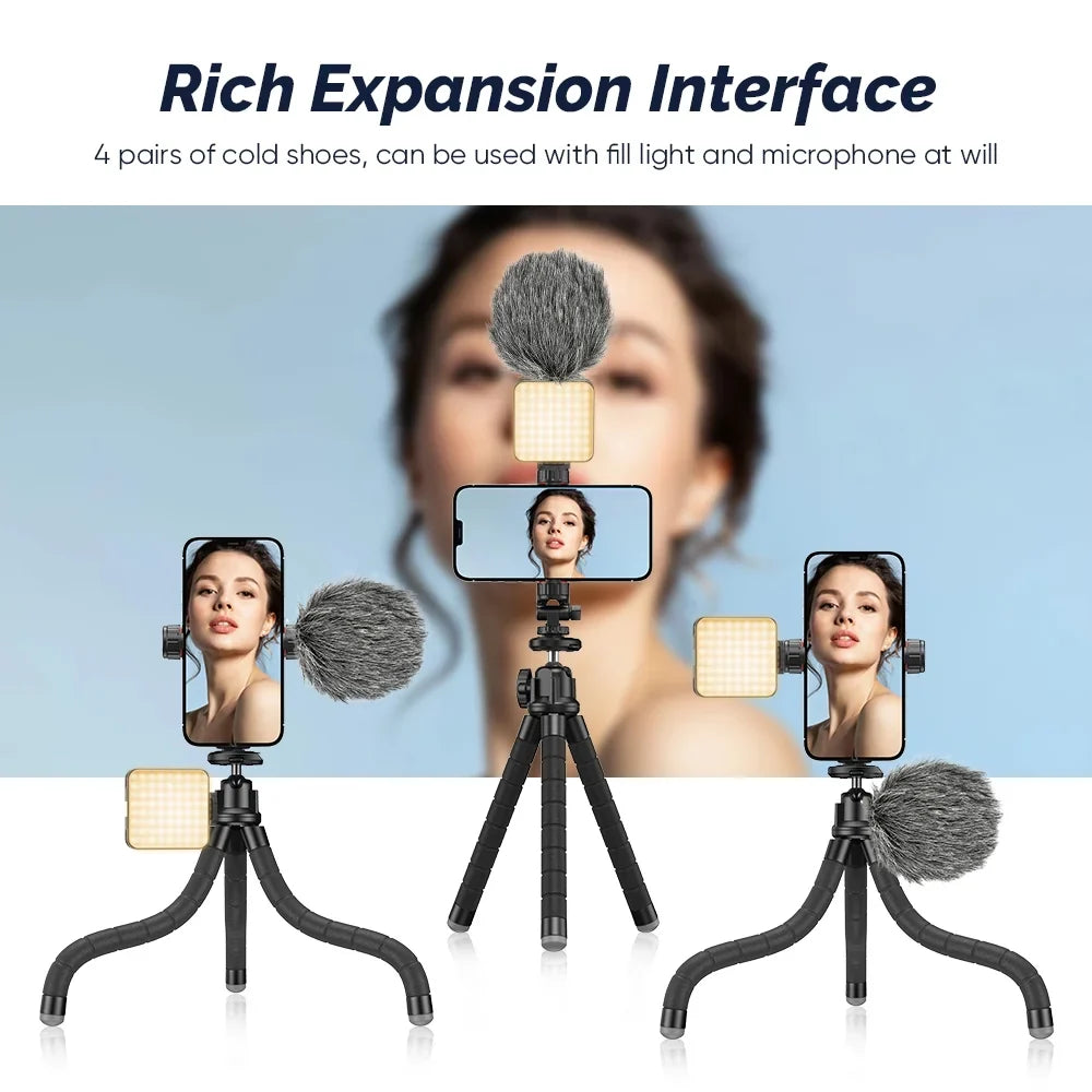 APEXEL Portable Flexible Octopus Tripod Extendable Mini Phone Stand 360 Rotation Shooting for Phone DSLR Gopro Live Streaming