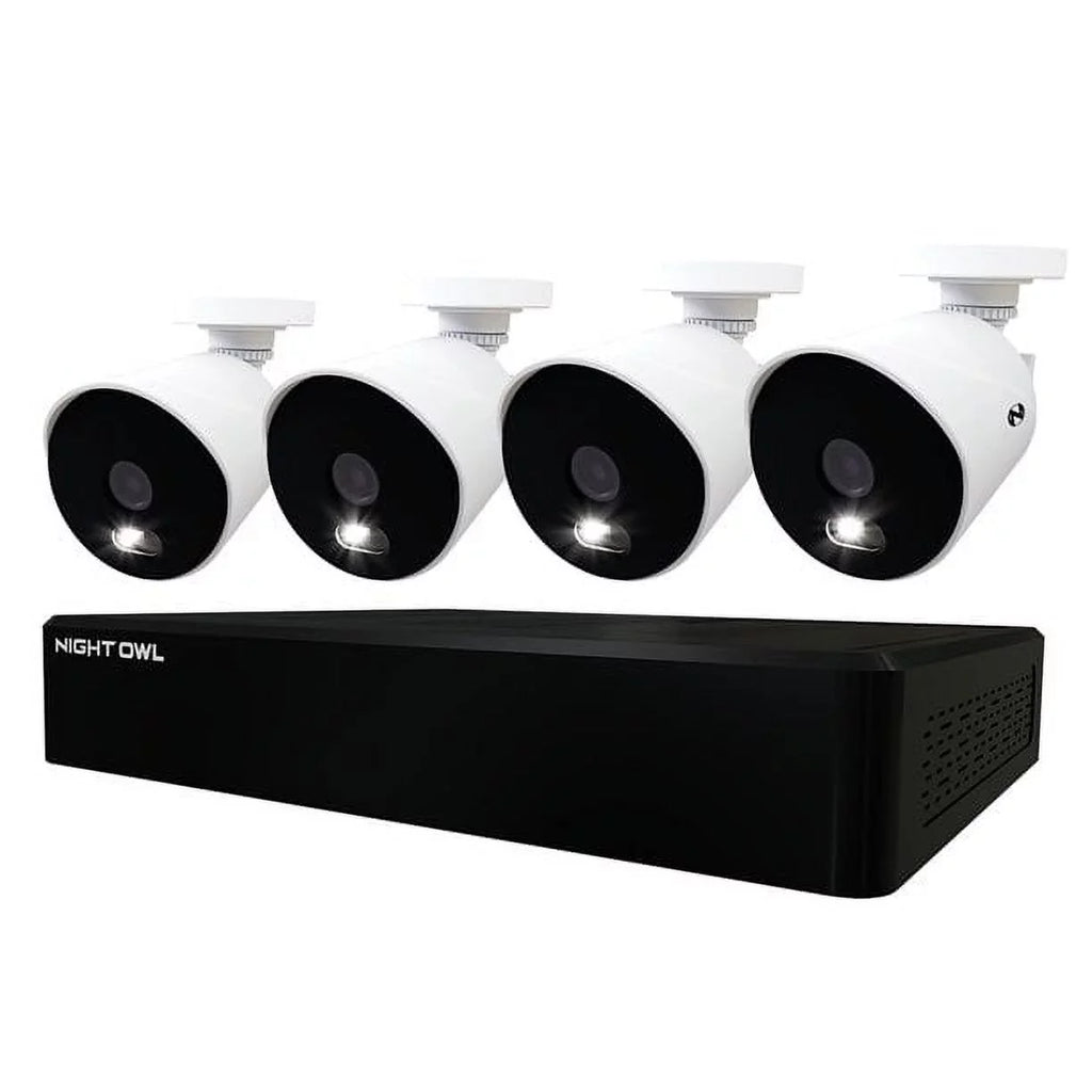 Night Owl Security Camera System CCTV, 12 Channel DVR with 1TB Hard Drive, 4 Wired 4K Ultra HD Spotlight Surveillance Bullet Cameras, Indoor Outdoor Cameras with Night Vision
