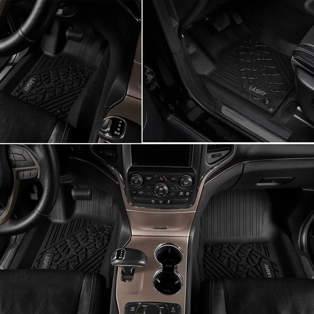 LASFIT Car Floor Mats for 2016-2021 Dodge Durango (2nd Row Bench Seat Only) / Jeep Grand Cherokee(NO Jeep Cherokee), All Weather TPE Floor Liners Set, 1st and 2nd Row, Black
