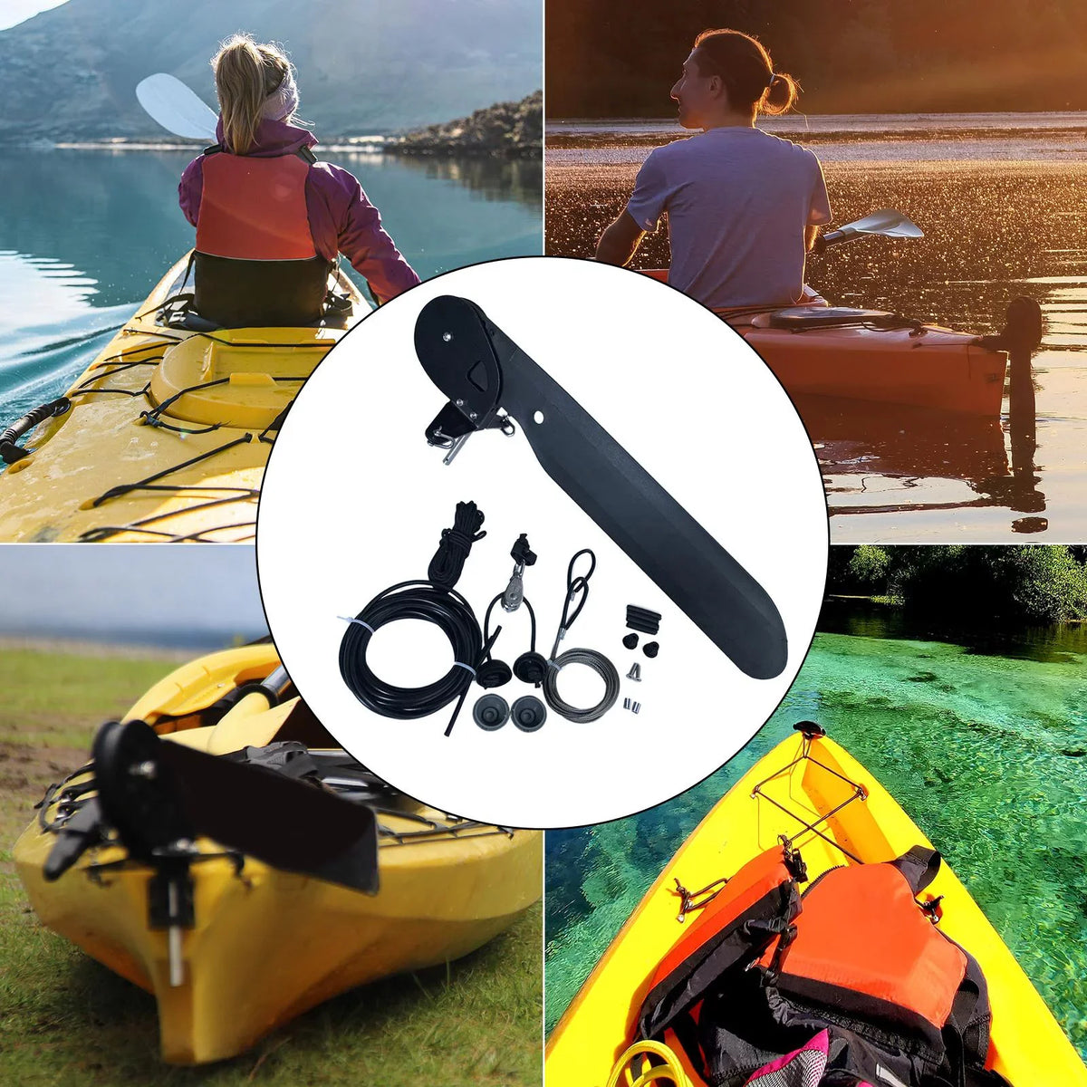 Kayak Craft Rudder Direction Control Steering System for Canoe Fishing