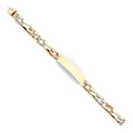 14k Tri Color Gold Stamp Figaro Link ID - 8" | Elegant 14KY Gold Chain s for Women and Men| Weight 13.5 | Men’s Jewelry for Gift