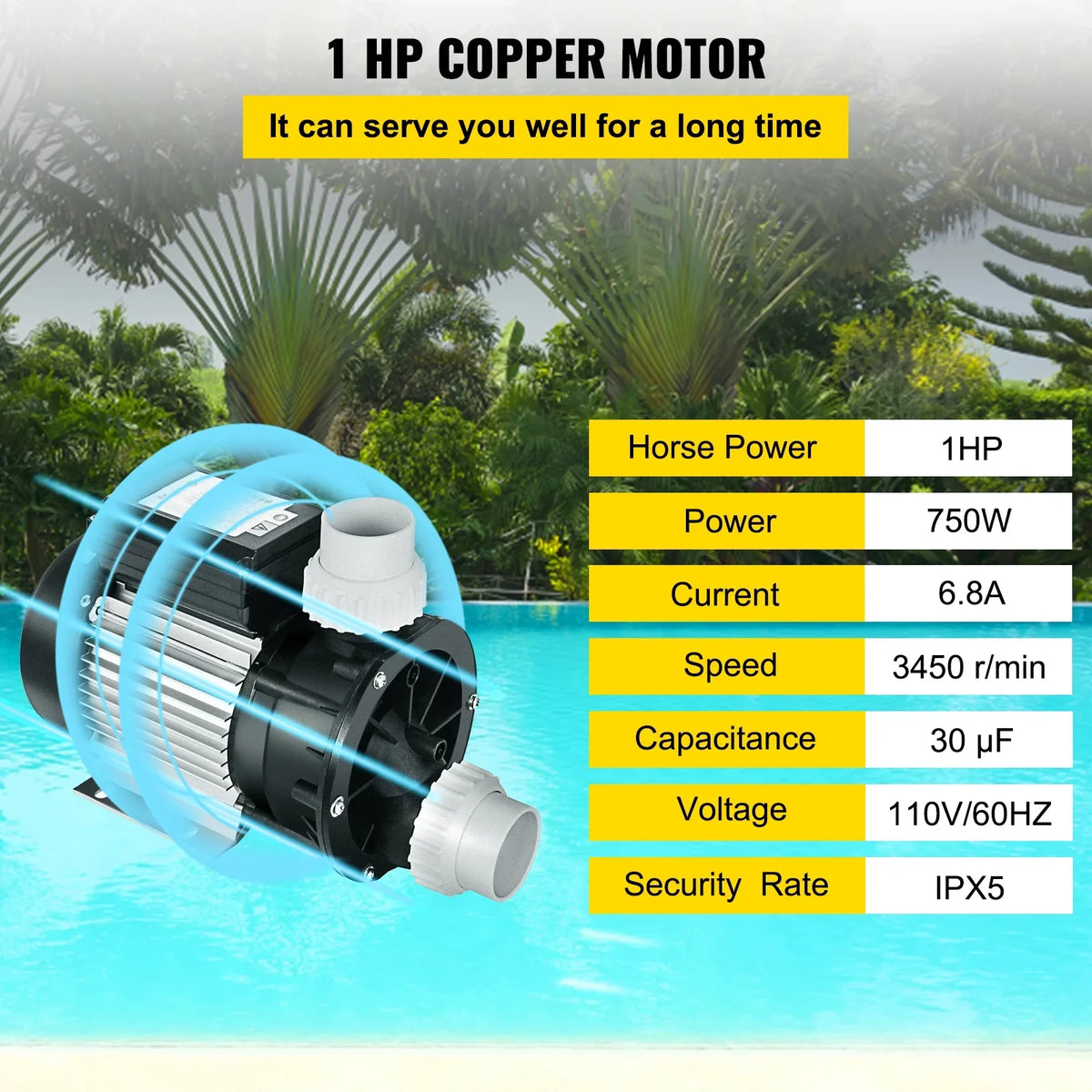 BENTISM Swimming Pool Pump Water 750W 1HP Self Priming Filter Electric Spa