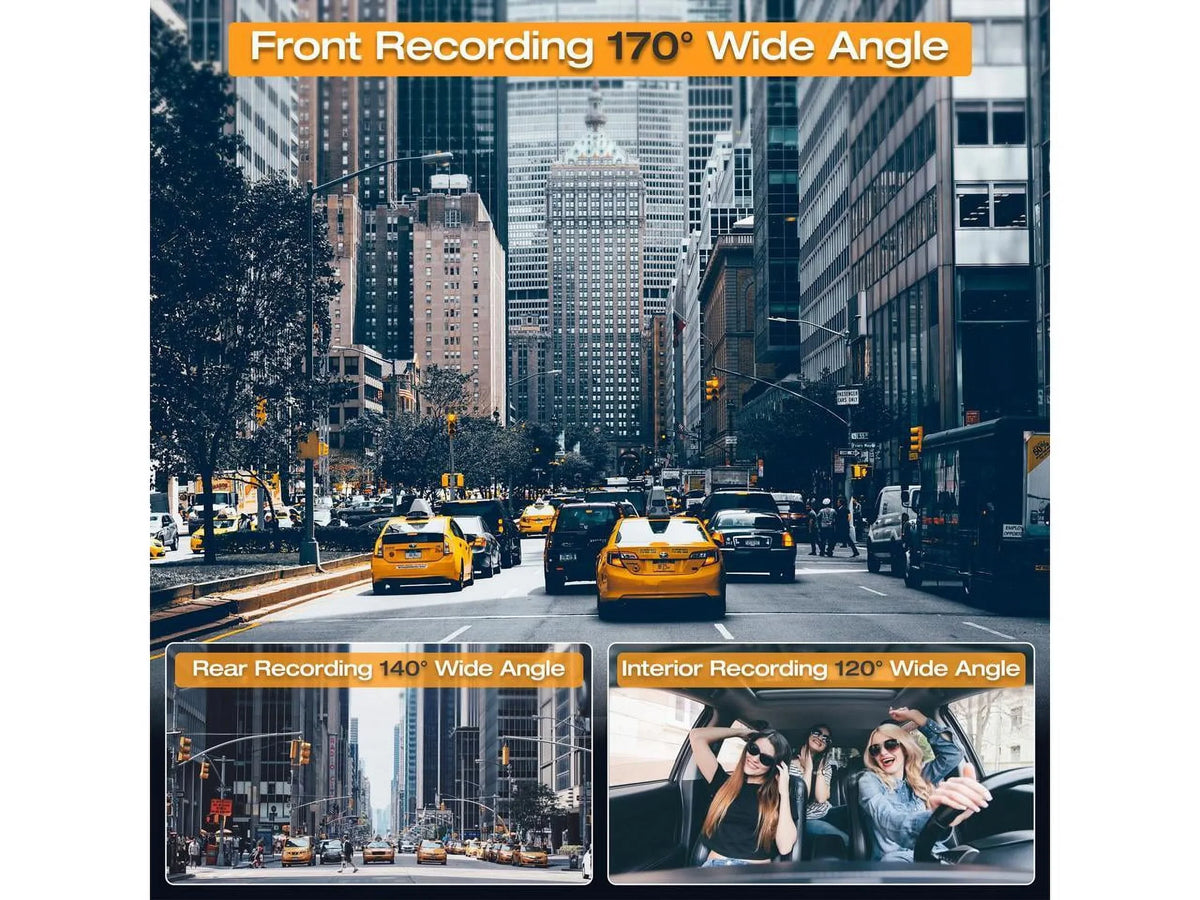 TOGUARD 4K Dash Cam Front and Rear Inside, 3 Channel Dashcam 4K+1080P Dash Camera, Triple Car Camera 2K+1080P+1080P with IR Night Vision, WDR,G-Sensor, Parking Monitor