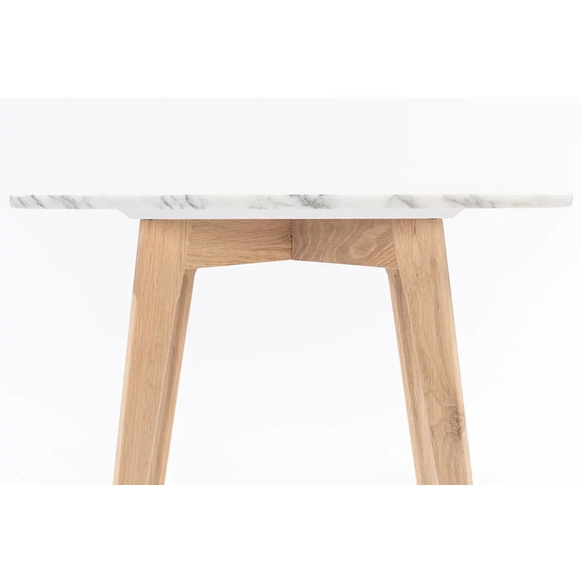 Cima 12" x 21" Rectangular Italian Carrara White Marble Table with Oak Legs