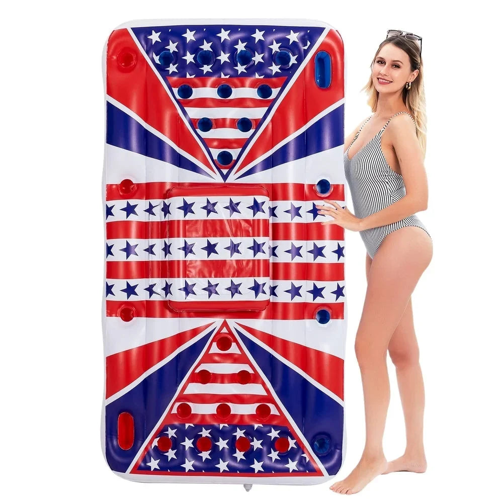 n Flag Floating Beer Pong Float with Built-In Cooler