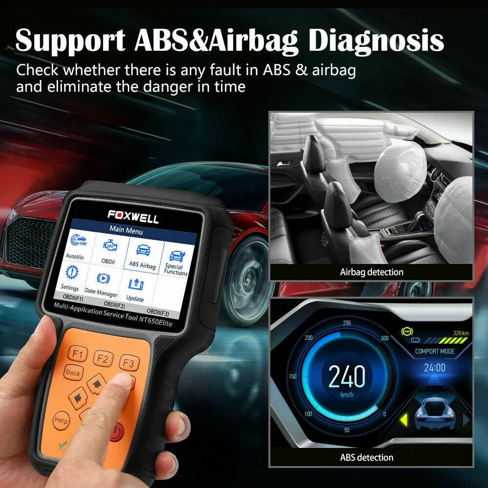 FOXWELL NT650 Elite Car OBD2 Scanner Automotive OBD II ABS Air Bag Code Reader with SAS EPB DPF EPS TPMS TPS Battery Registeration Oil Light Reset