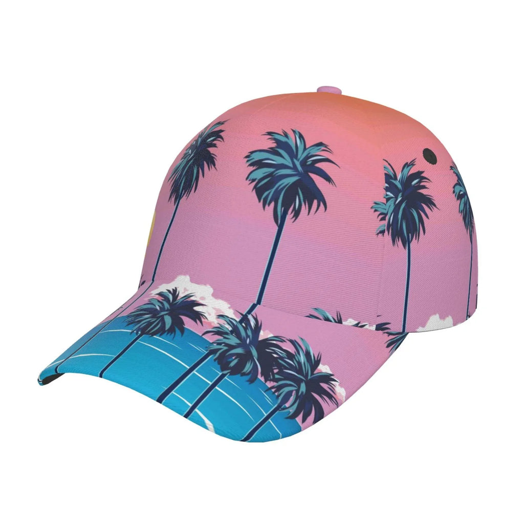 Coaee Beach With Palm Trees Adjustable Fashionable Curved Brim Baseball Cap Outdoor Hat, Uv Protection And Non-Stuffy Baseball Cap