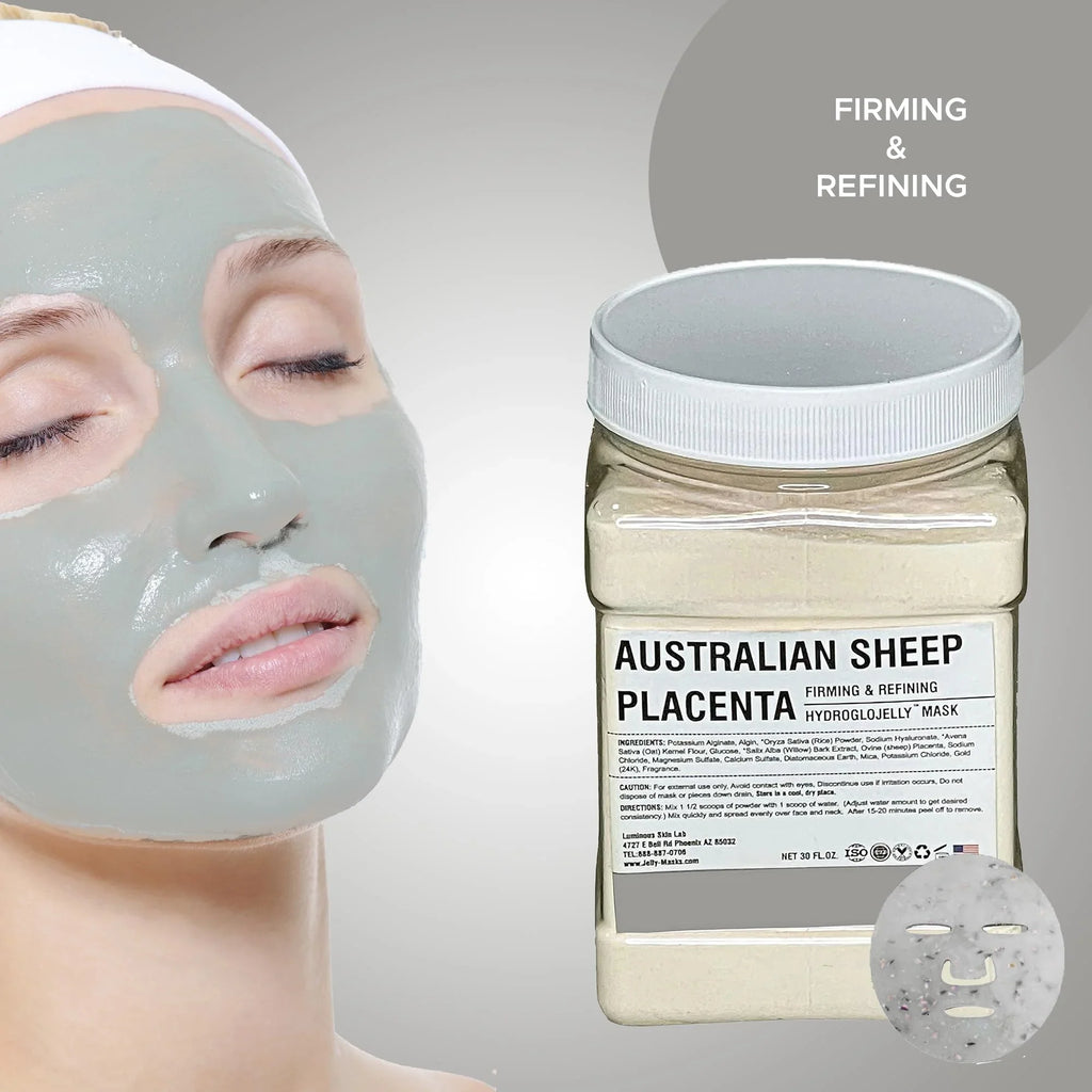 Luminous Skin Lab Australian Sheep Placenta Jelly Mask, Professional Pack Peel off Facial Mask - Anti-Aging, Reducing Dark Spot & Natural Skin Treatment - Suitable for All Skin Types | 30 fl oz