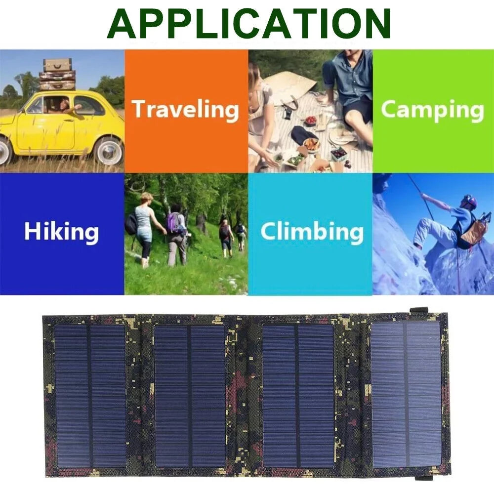 Paddsun Solar Panel Folding Power Bank 80W USB Outdoor Camping Hiking Phone Charger