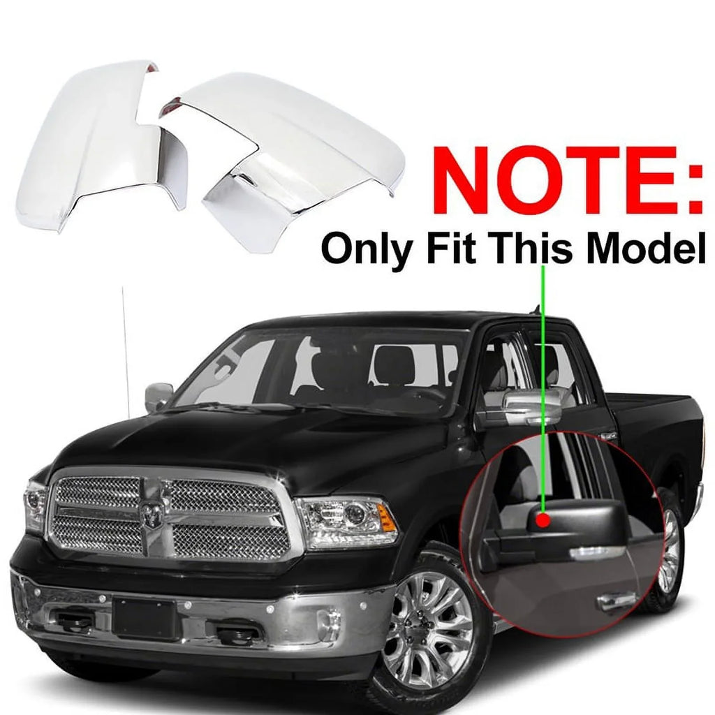 NINTE Rear View Mirror Shield for 13-18 Dodge Ram 1500 & 19-23 Ram 1500 Classic Chrome with Turn Signal Cutouts