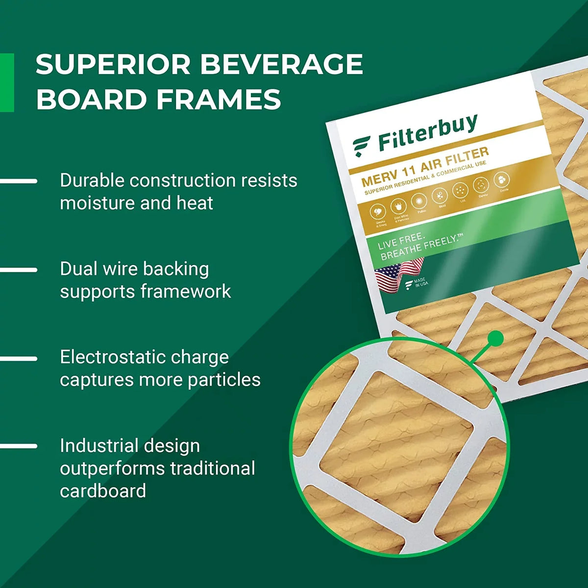 Filterbuy 15x20x1 MERV 11 Pleated HVAC AC Furnace Air Filters (6-Pack)