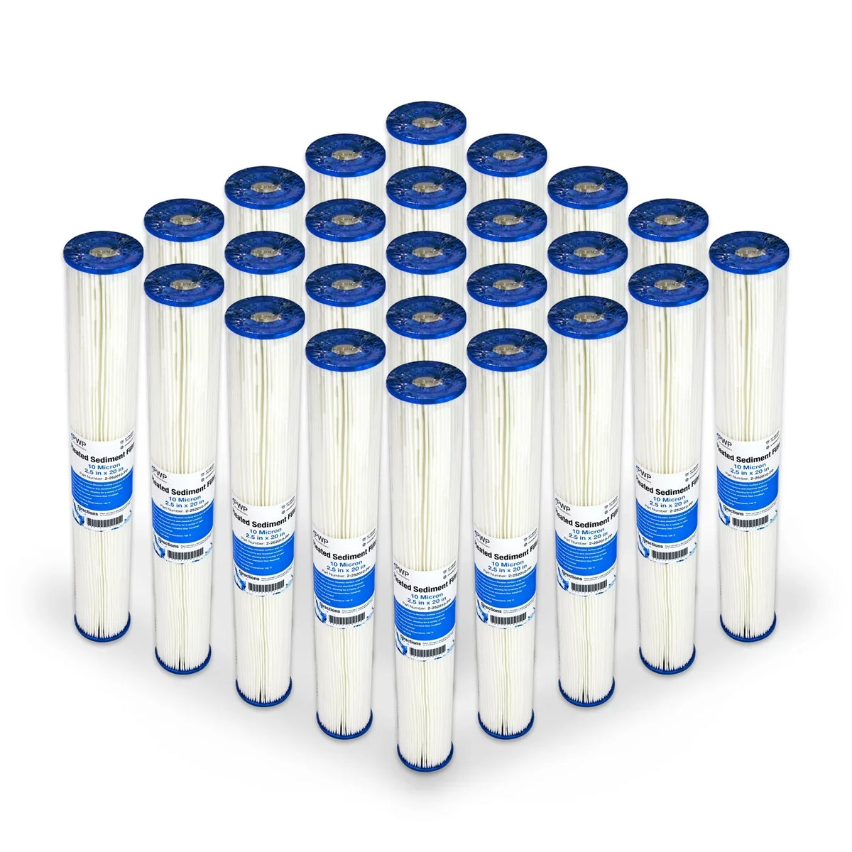 Pleated Poly Water Filter Cartridge 20x2.5" 10 micron 25 Pack
