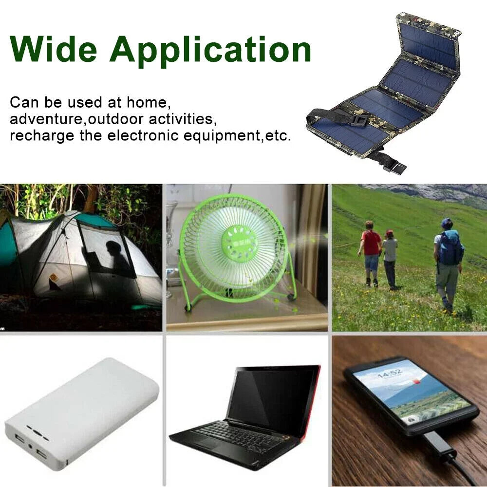 Paddsun Solar Panel Folding Power Bank 80W USB Outdoor Camping Hiking Phone Charger