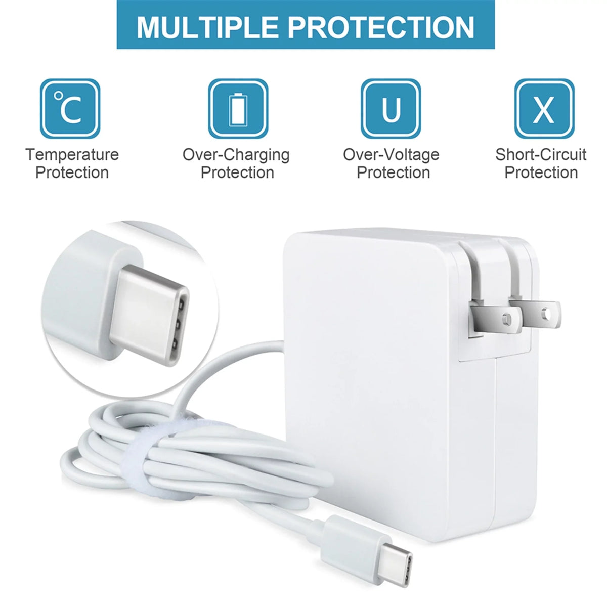 KONKIN BOO Compatible White 65W Type-C AC Adapter Charger Replacement for Lenovo 300e Chromebook 2nd Gen MTK Type 81QC