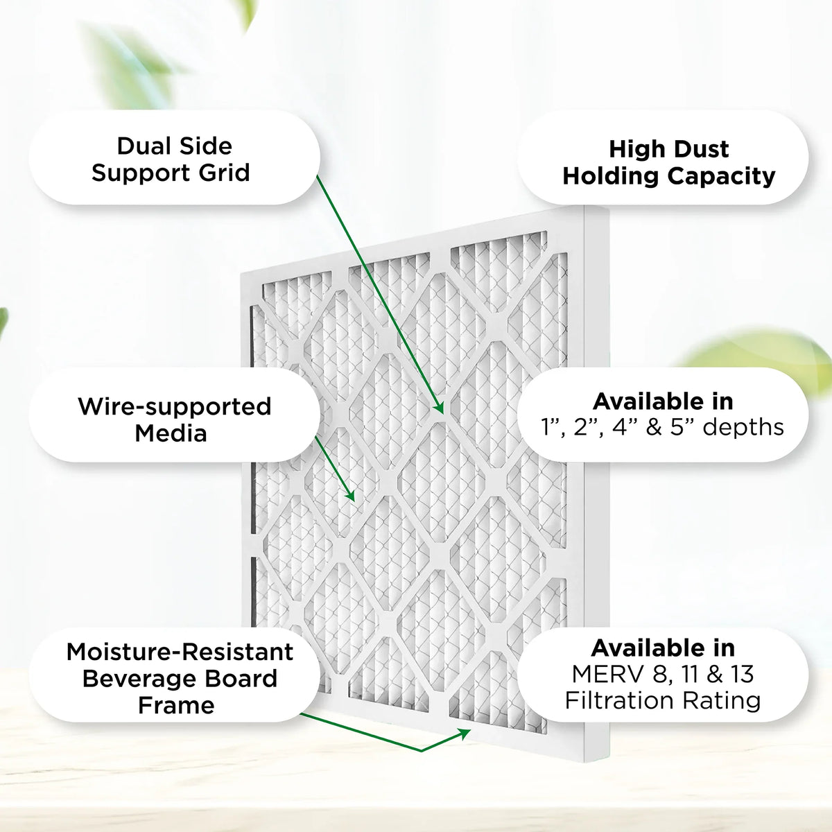 20x25x2 MERV 11, MPR 1000 Pleated AC Furnace 2" Air Filters by Pamlico. Case of 12. Actual Size: 19-1/2 x 24-1/2 x 1-3/4