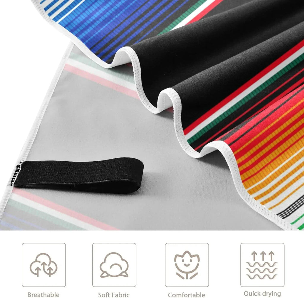 Bestwell Mexican Serape Blanket Stripes Beach Towel Oversized Towel Blanket, Thin Lightweight Microfiber Sand Free Quick Dry Towel, 30”X60” Multipurpose Pool Bath Yoga Swim Shower Towel