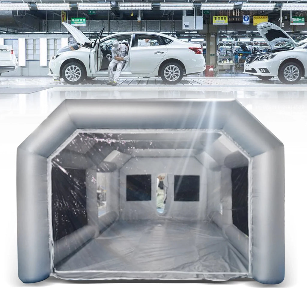 Miumaeov Inflatable Spray Paint Tent Built-in Blower Mobile Portable Giant Paint Spray Booth with Air Filter System and Transparent PVC Windows Inflatable Spray Paint Booth 26x13x10ft