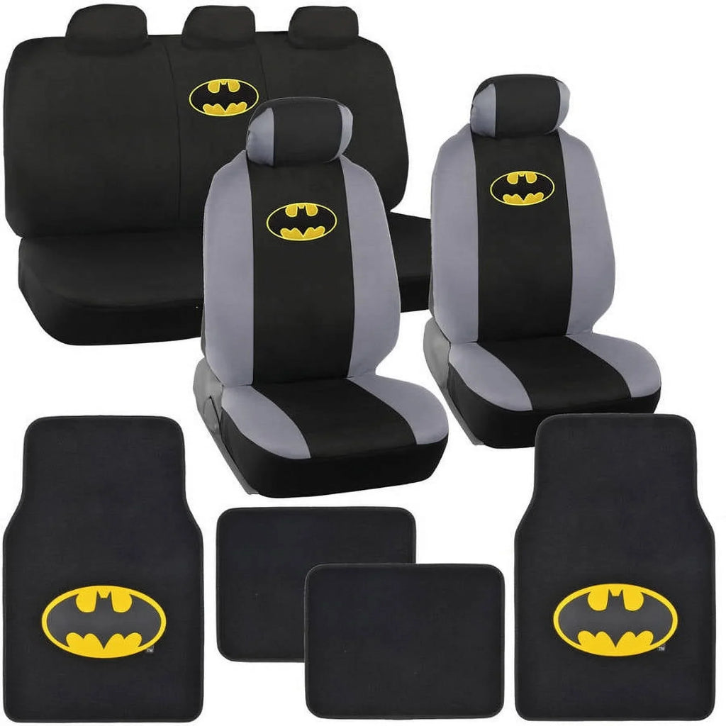 BDK Batman Seat Wrap with Floor Mats Full Set, Holiday Car Auto Accessories Gift Set