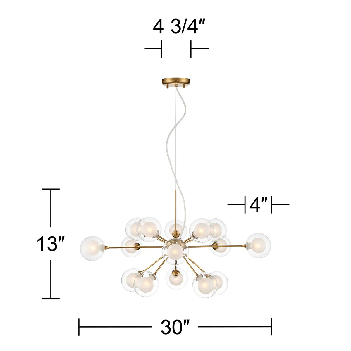 Possini Euro Design Spheres Antique Brass Chandelier 30" Wide Mid Century Modern Sputnik Glass Shade 15-Light Fixture for Dining Room Kitchen Island