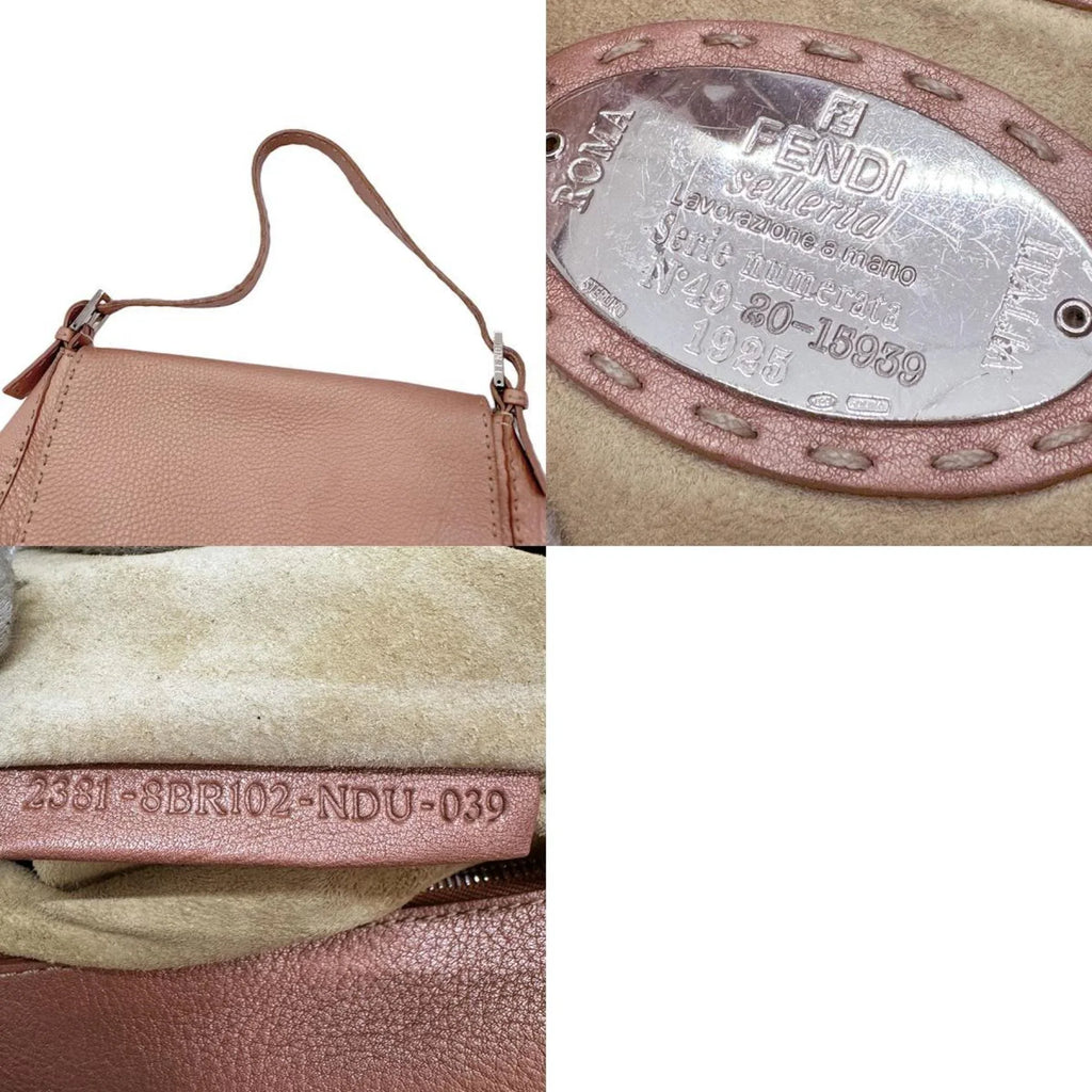 Pre-Owned FENDI Shoulder Bag Selleria Leather Metallic Pink Women's 2381-8BR102-NDU-039 z0591 (Good)
