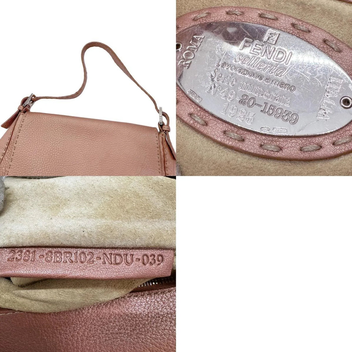Pre-Owned FENDI Shoulder Bag Selleria Leather Metallic Pink Women's 2381-8BR102-NDU-039 z0591 (Good)