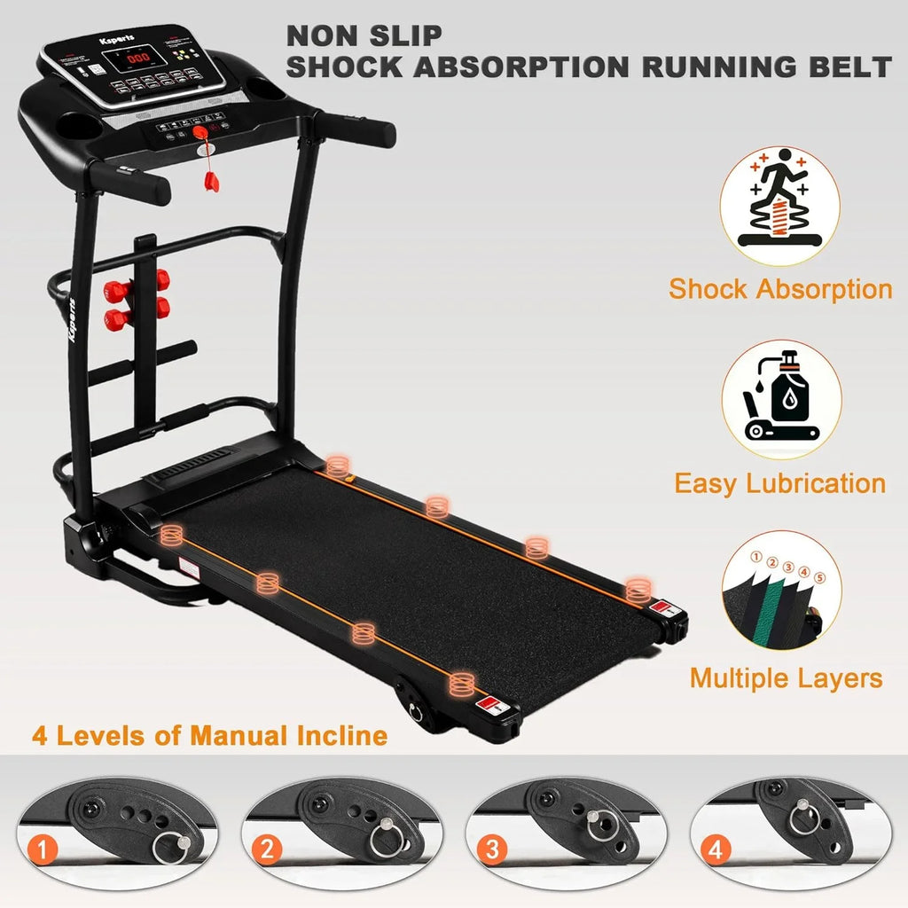 Foldable 16.5 Inch Fitness Portable Treadmill With Bluetooth Connectivity, LCD Display, And Tracking Apps For Home Gym Equipment, Black