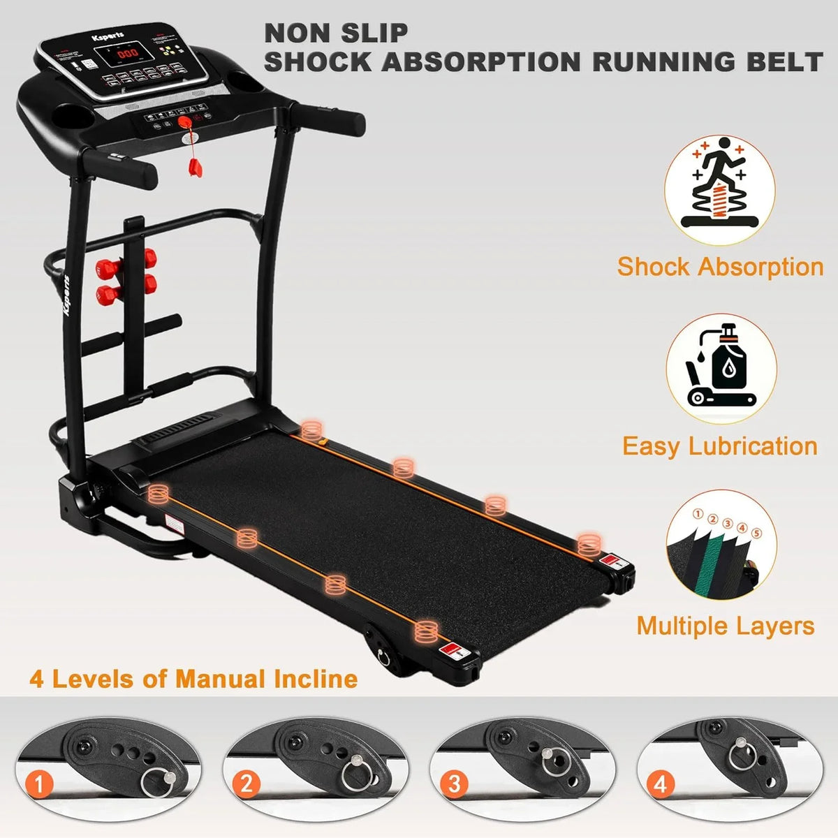 Foldable 16.5 Inch Fitness Portable Treadmill With Bluetooth Connectivity, LCD Display, And Tracking Apps For Home Gym Equipment, Black