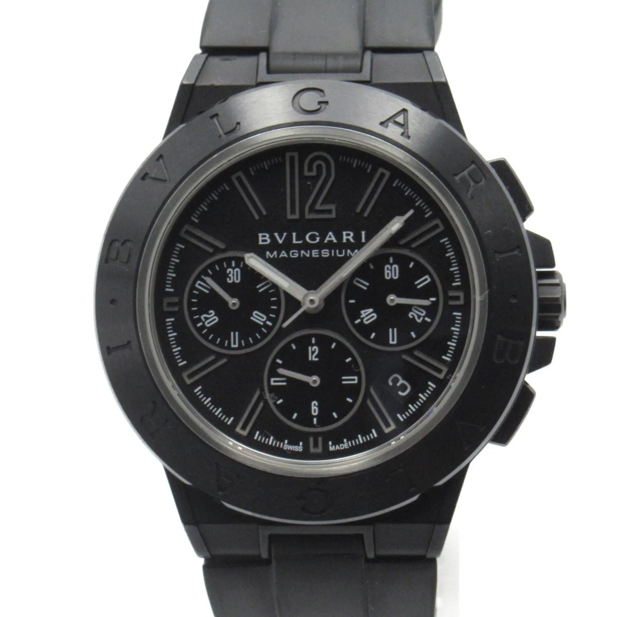 Pre-Owned BVLGARI Diagono Magnesium Chrono Wrist Watch watch Wrist Watch DG42SMCCH Mechanical Automatic Black Rubber belt mag DG42SMCCH (Good)