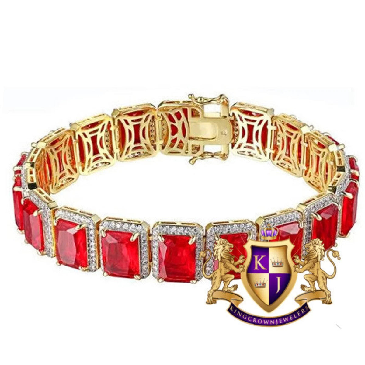 Ruby Red Solitaire Real Genuine Yellow Gold Sterling Silver Tennis Unisex 7.5''