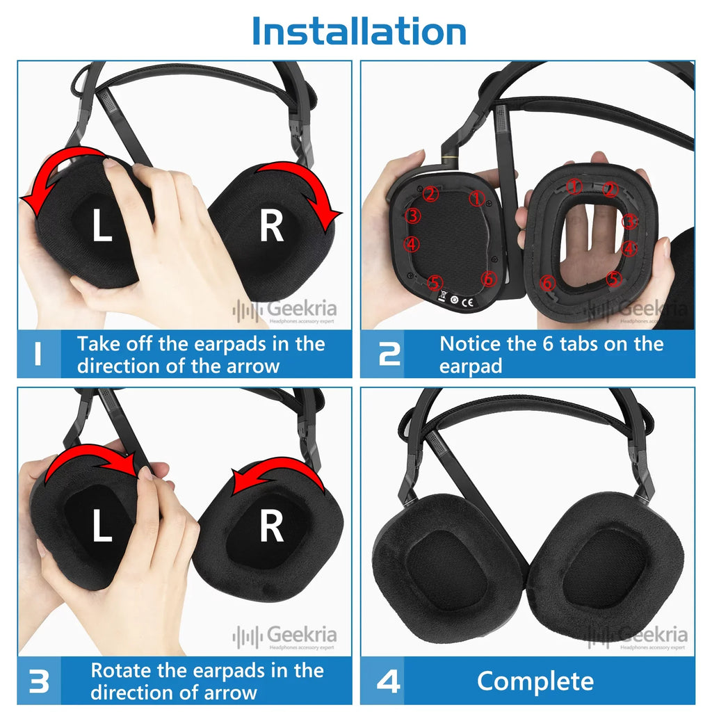Geekria Comfort Mesh Fabric Replacement Ear Pads for Corsair HS80 RGB Wireless Headphones Ear Cushions, Headset Earpads, Ear Cups Shield Repair Parts (Black)