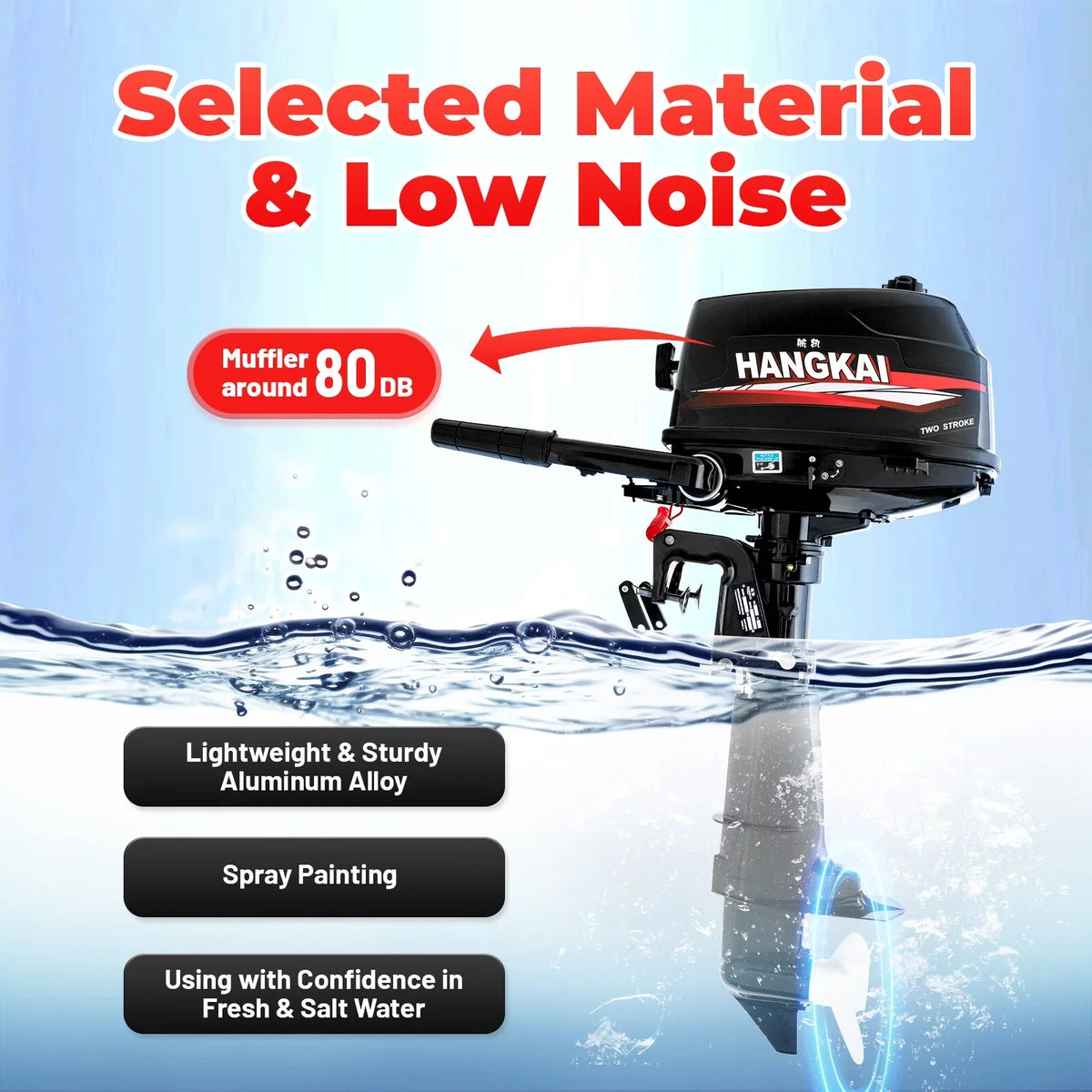 Anqidi 6HP 2 Stroke Outboard Motor, 102CC Single Cylinder Fishing Ship Engine Tiller Control Water Cooling System 4.4kW CDI