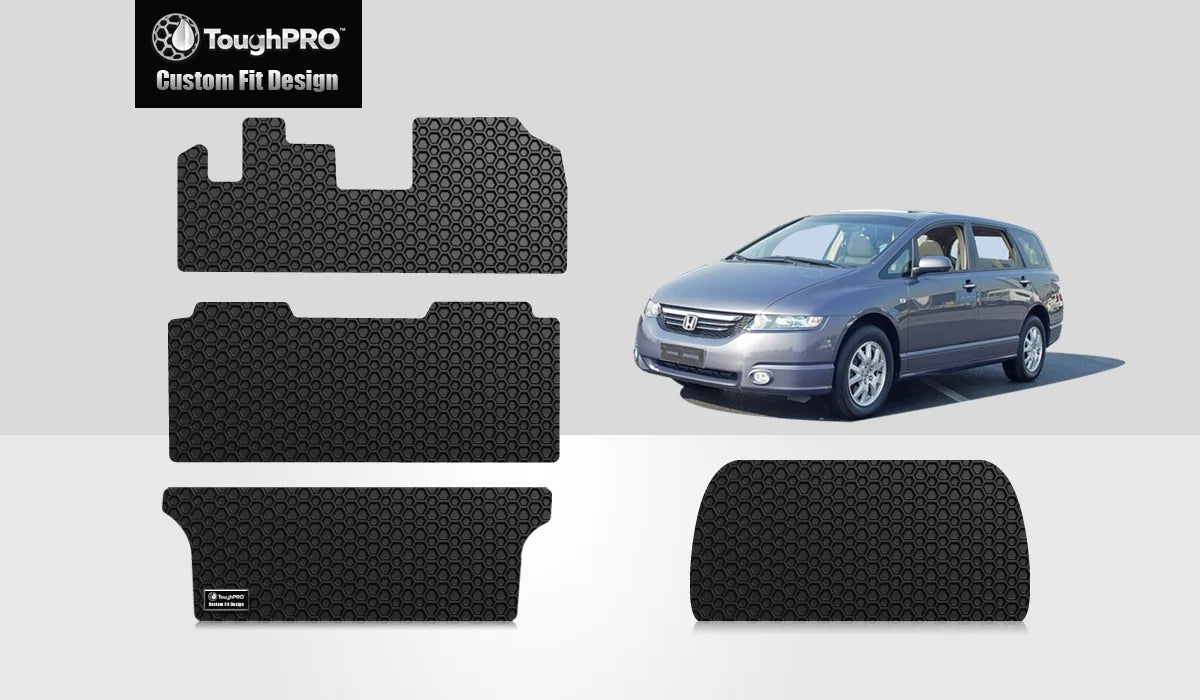 ToughPRO - Full Set with Cargo Mats Compatible with HONDA Odyssey - All Weather Heavy Duty (Made in ) - Black Rubber - 2001
