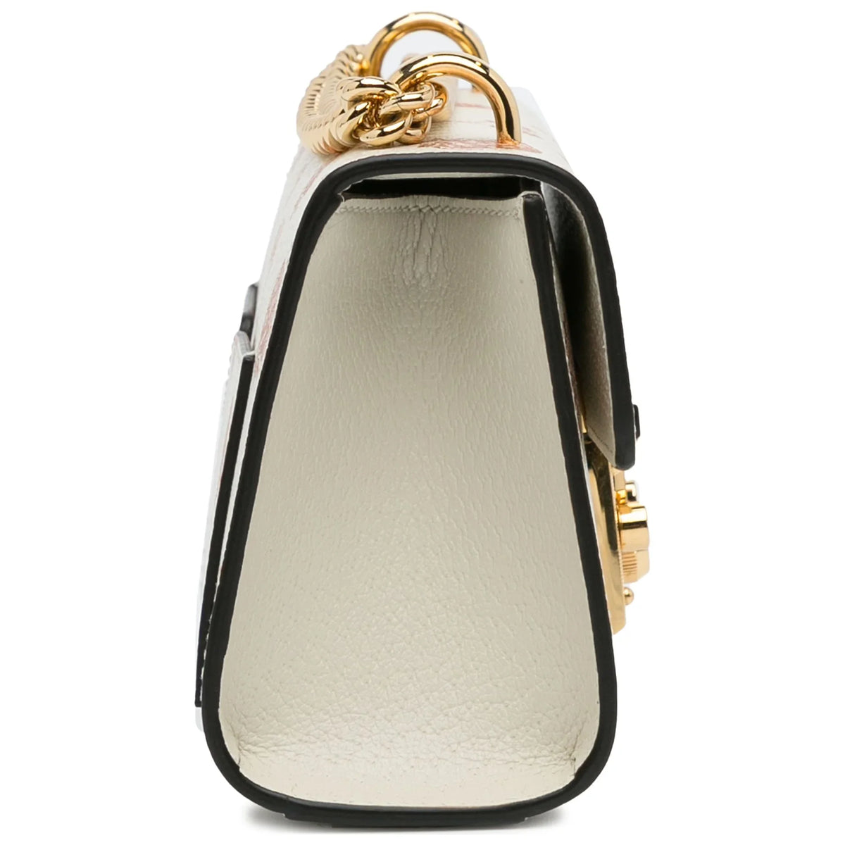 Pre-Owned Authenticated Gucci Small Berry Padlock Shoulder Bag Calf Leather White Unisex (New with Defects)