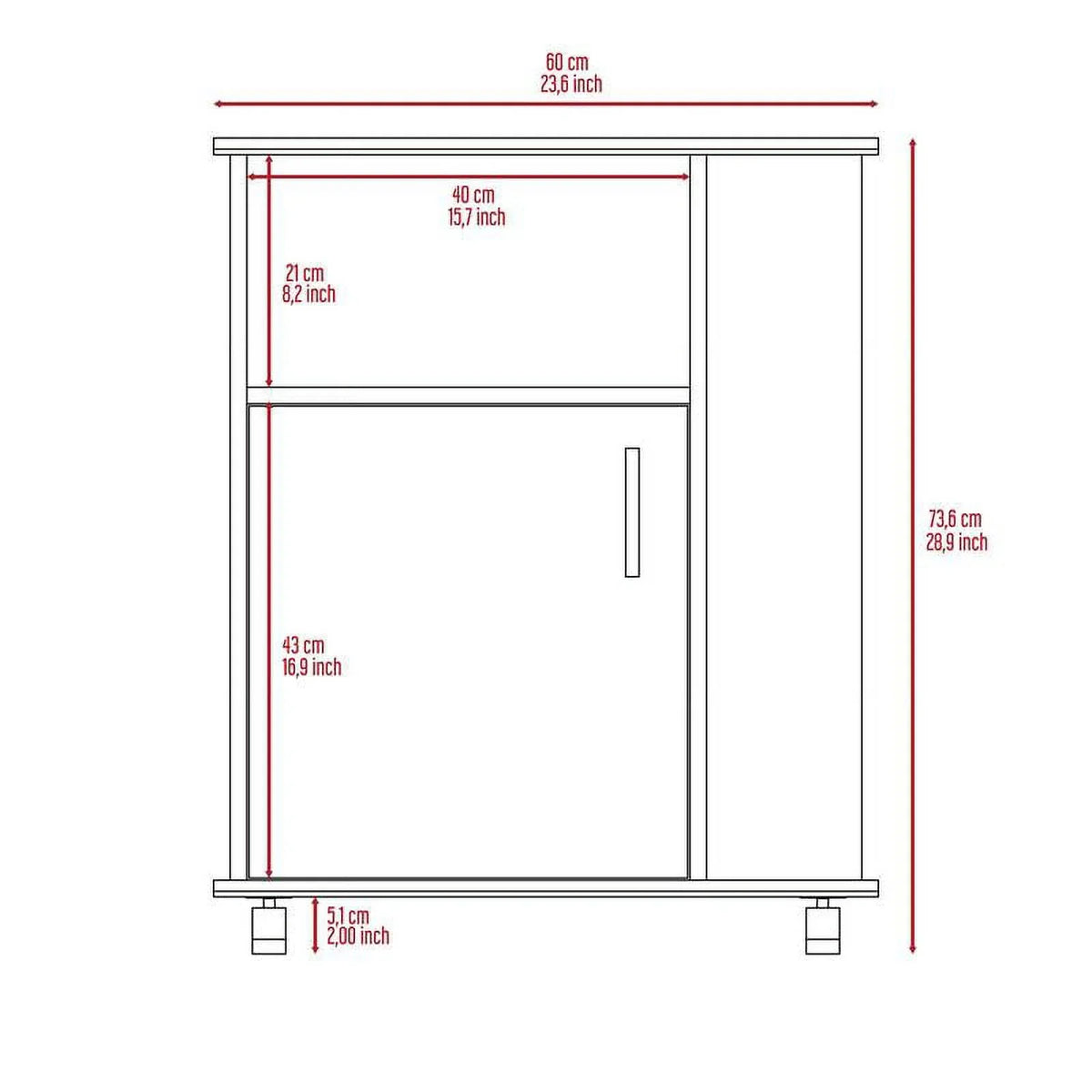 Home Square 2-Piece Set with Utility Sink with Cabinet and Kitchen Service Cart