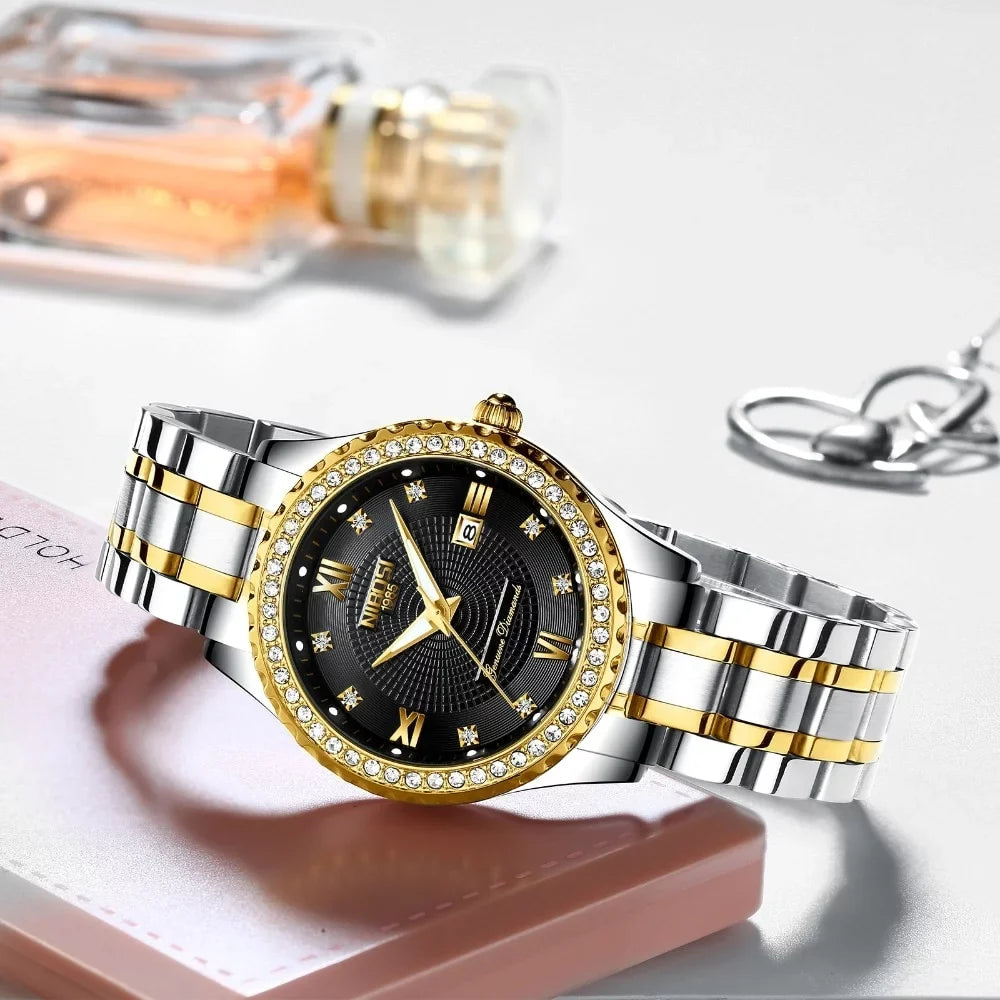 NIBOSI 2022 New Gold Watch Women Watches Ladies Creative Steel Women's Watches Female Waterproof Clock Relogio Feminino