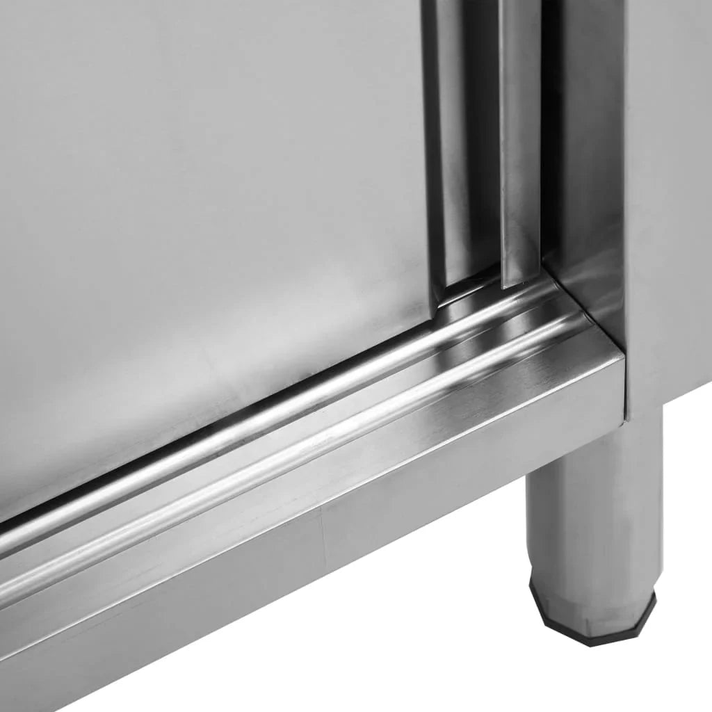 Work Table with Sliding Doors 47.2"x19.7"x37.4" Stainless Steel