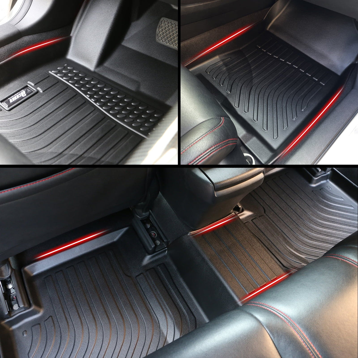 Ikon Motorsports 3D TPE Floor Mats Compatible With 2008-2020 Dodge Grand Caravan 2008-2016 Chrysler Town & Country Black 3D Molded All Weather Car Carpets 1st 2nd Row Front Rear Protector Liner 4PCS