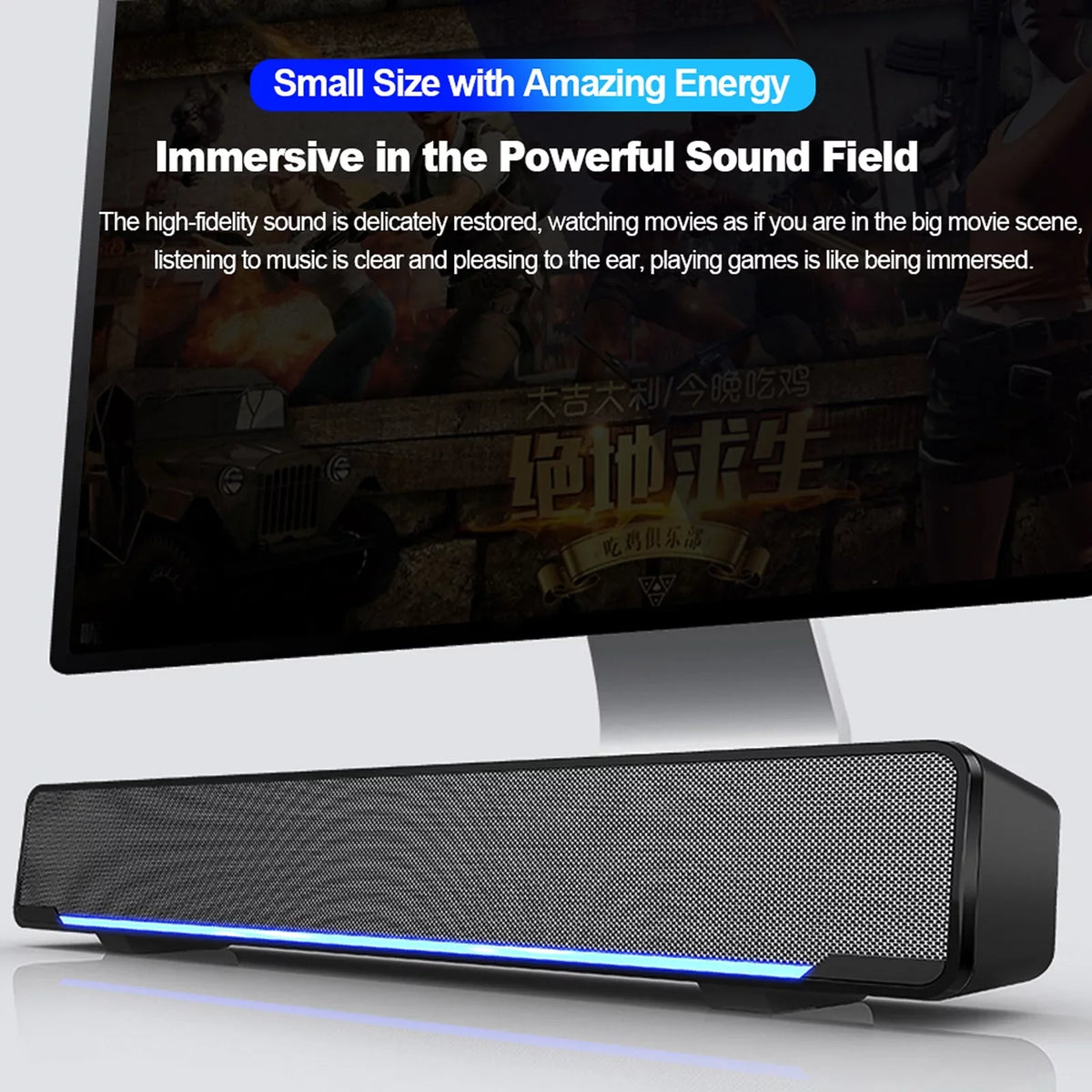 SADA V-196 USB Wired Computer Speaker Bar Stereo Subwoofer Powerful Player Bass Surround Sound Box 3.5mm Audio Input for PC Laptop Smartphone Tablet MP3 MP4