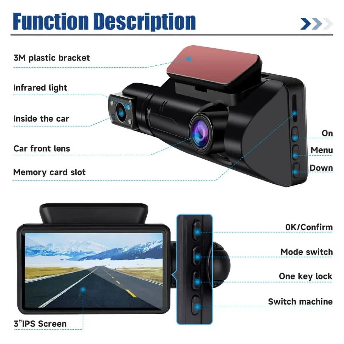 SYTHERS 1080P Dash Cam Night Vision Dash Camera Front and Rear 170° Wide Angle Loop Recordin G-Sensor