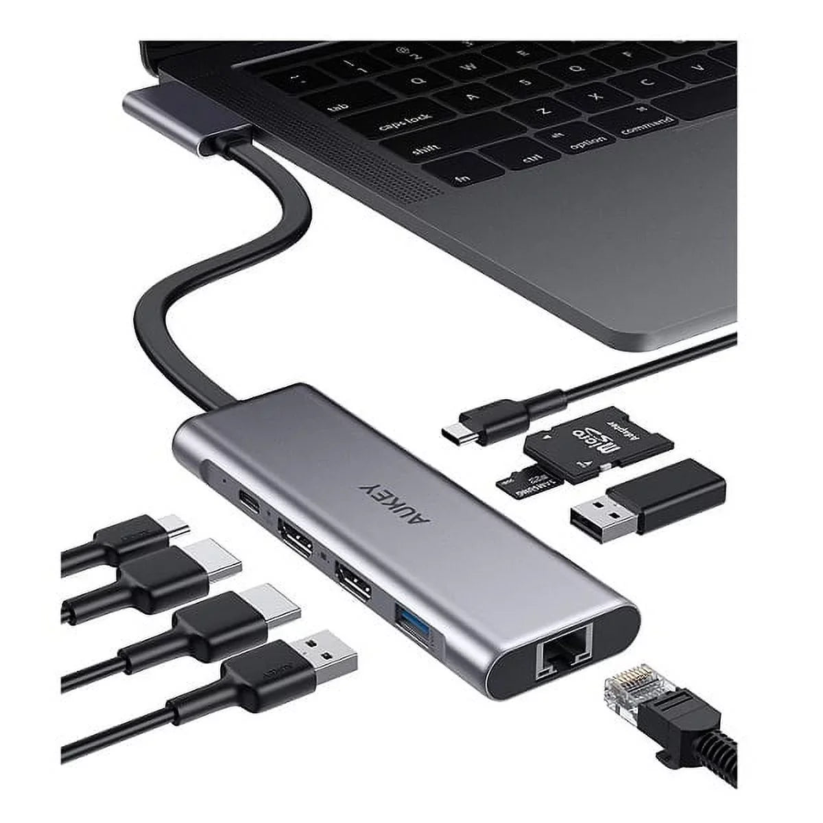AUKEY USB C Hub MacBook Pro 9-in-2, Triple Display with Dual 4K (CB-C81)