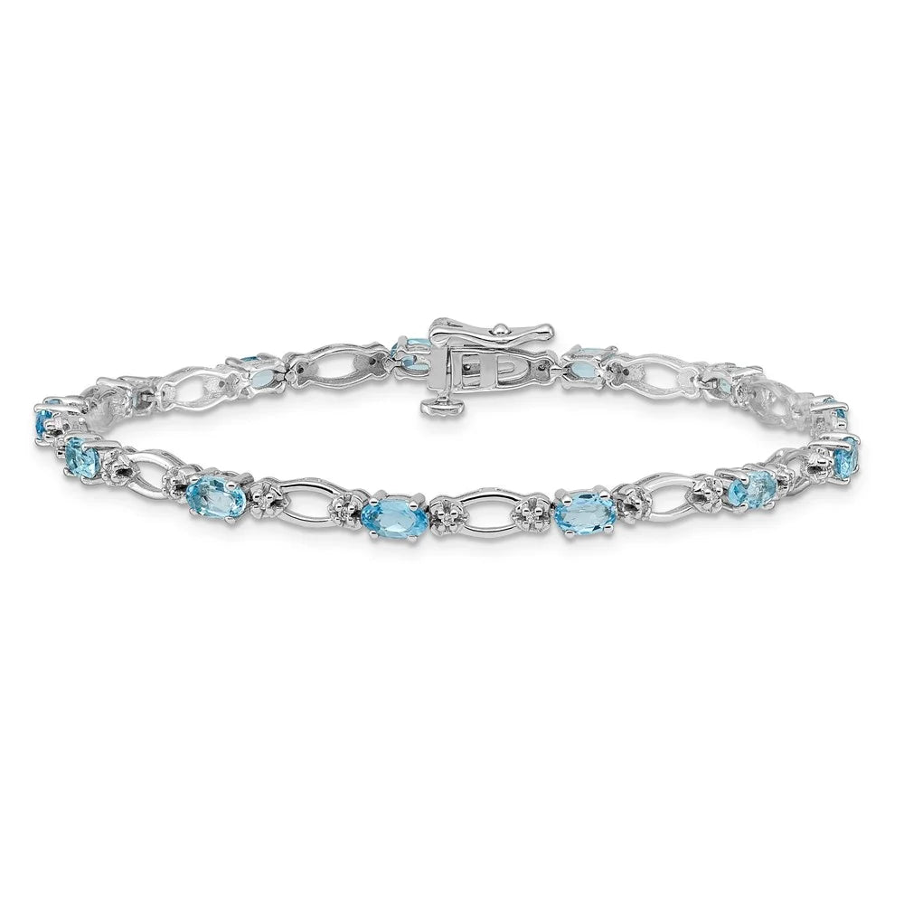 14k White Gold Diamond and Blue Topaz QBM4491-BT-010-WA