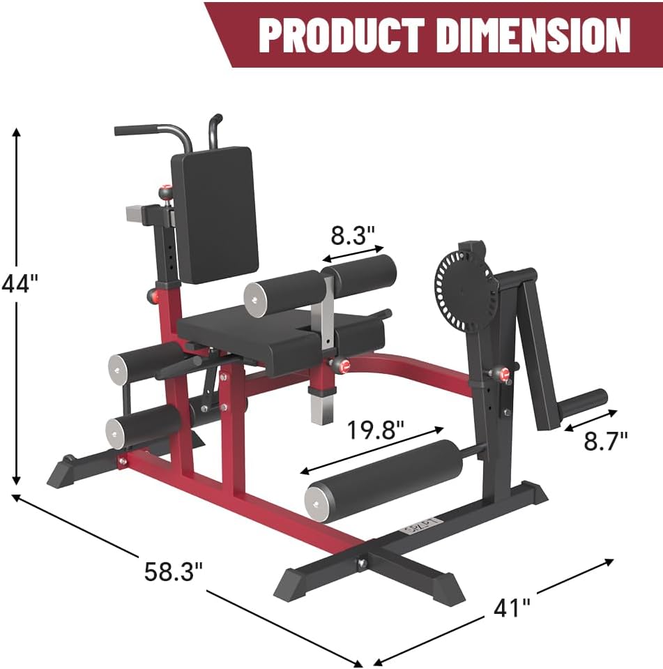 Leg Extension and Leg Curl Machine, Adjustable Lower Body Specialty Machine for Seated/Horizontal/Lying Leg Rotary Extension and Curl, Plate Loaded Leg Exercise Bench for Thigh in Home Gym